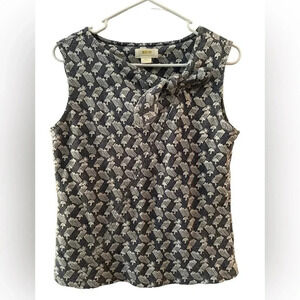 Maeve Anthropologie Blue Knit Rain Cloud Umbrella Knit Tie Neck Tank Top